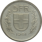 5 Franken 1981 ohne Münzzeichen